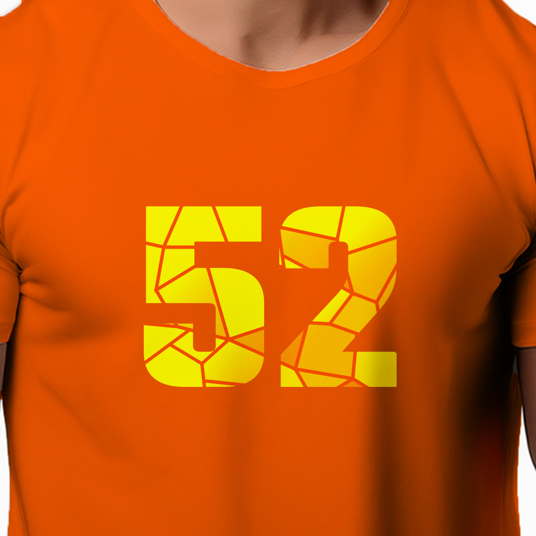 52 Number Men Unisex T-Shirt | Custom Number Graphic Tee (Orange)