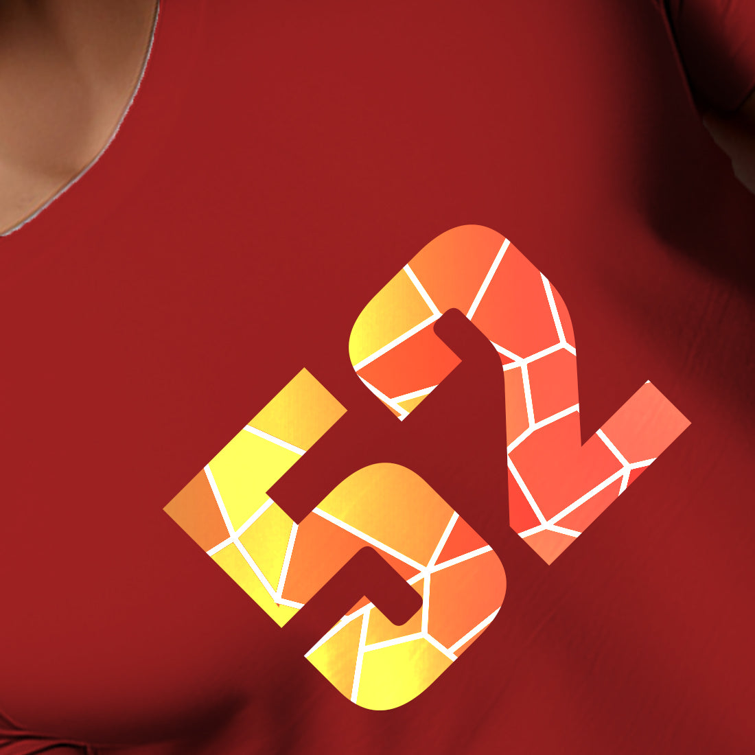 52 Number Men Unisex T-Shirt | Custom Number Graphic Tee (Red)