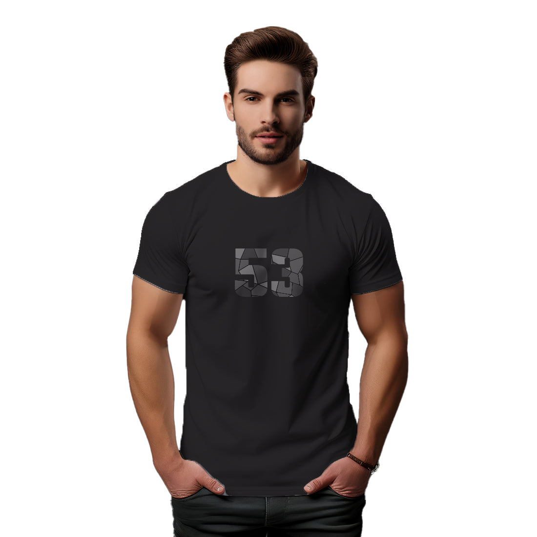 53 Number Men Unisex T-Shirt (Black)