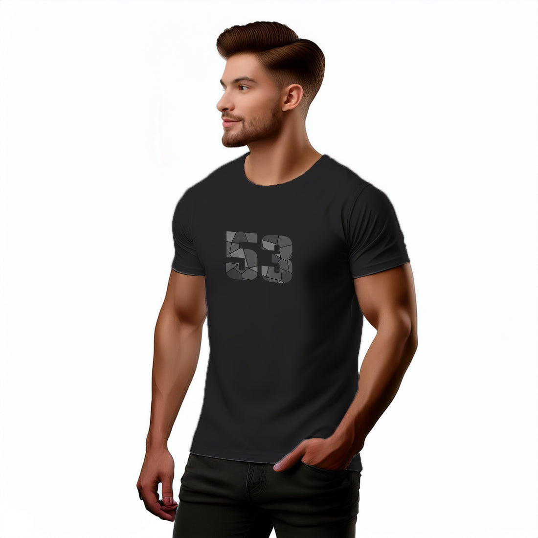 53 Number Men Unisex T-Shirt (Black)