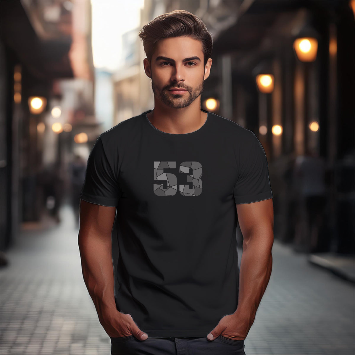 53 Number Men Unisex T-Shirt (Black)