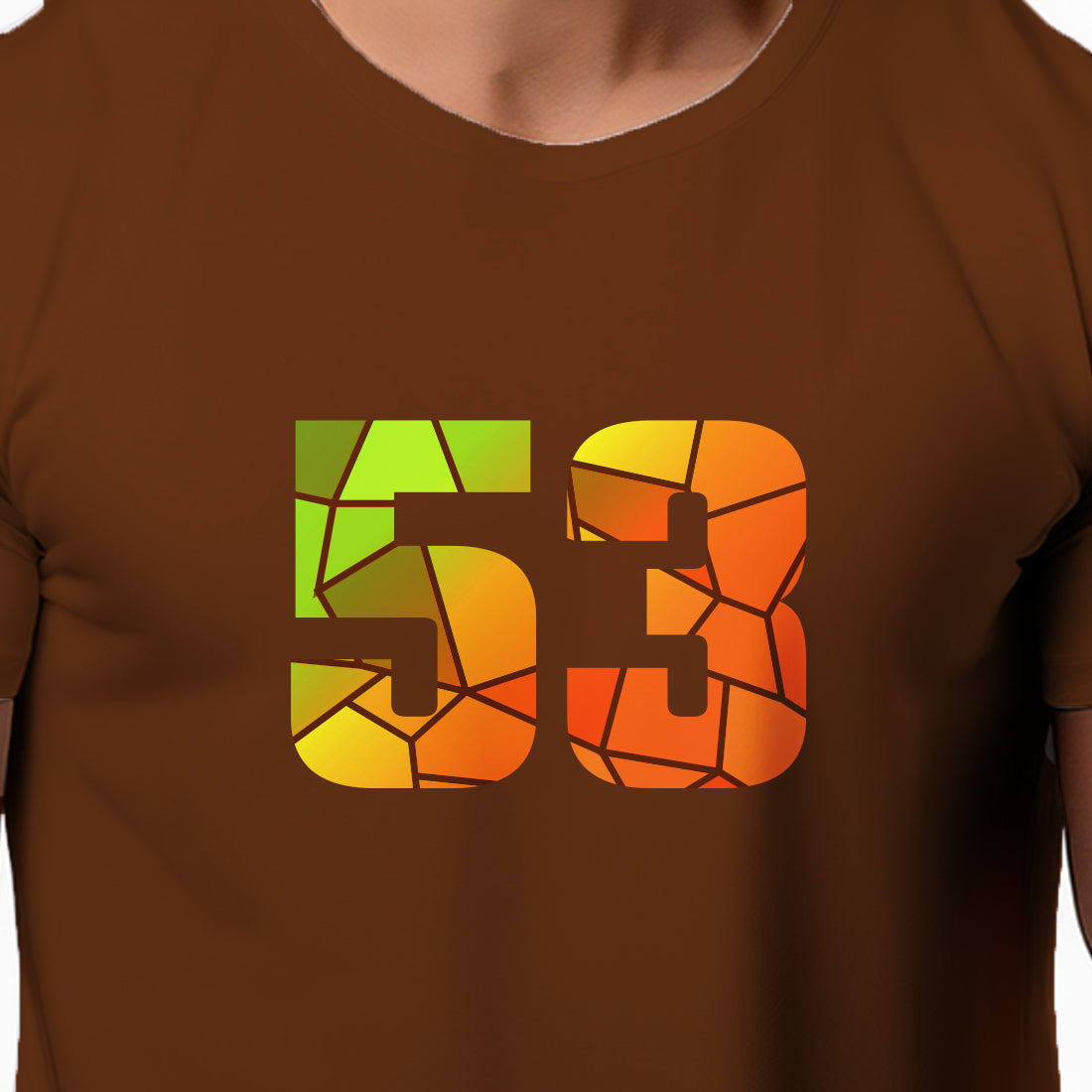 53 Number Men Unisex T-Shirt | Custom Number Graphic Tee (Brown)