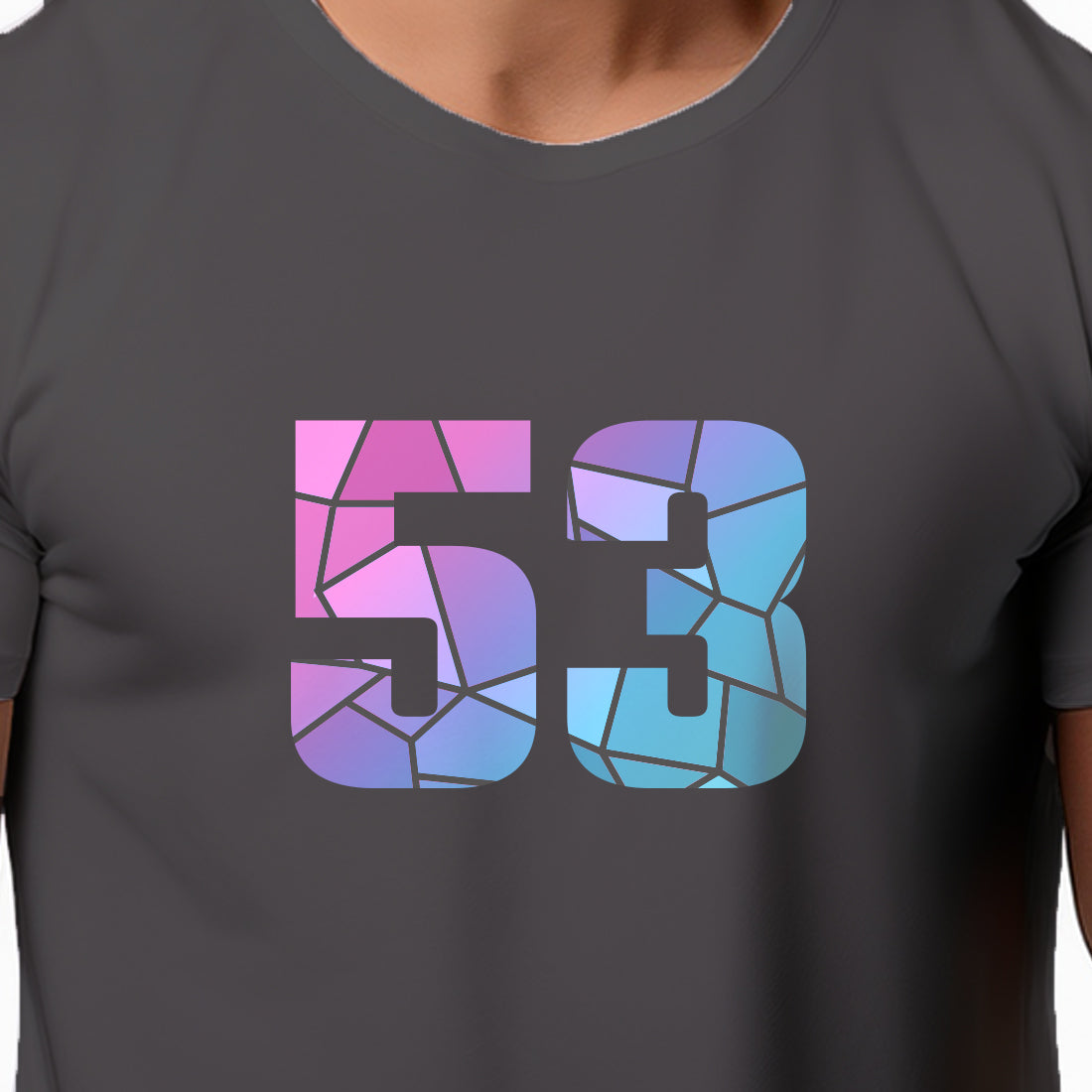 53 Number Men Unisex T-Shirt | Custom Number Graphic Tee (Charcoal Grey)