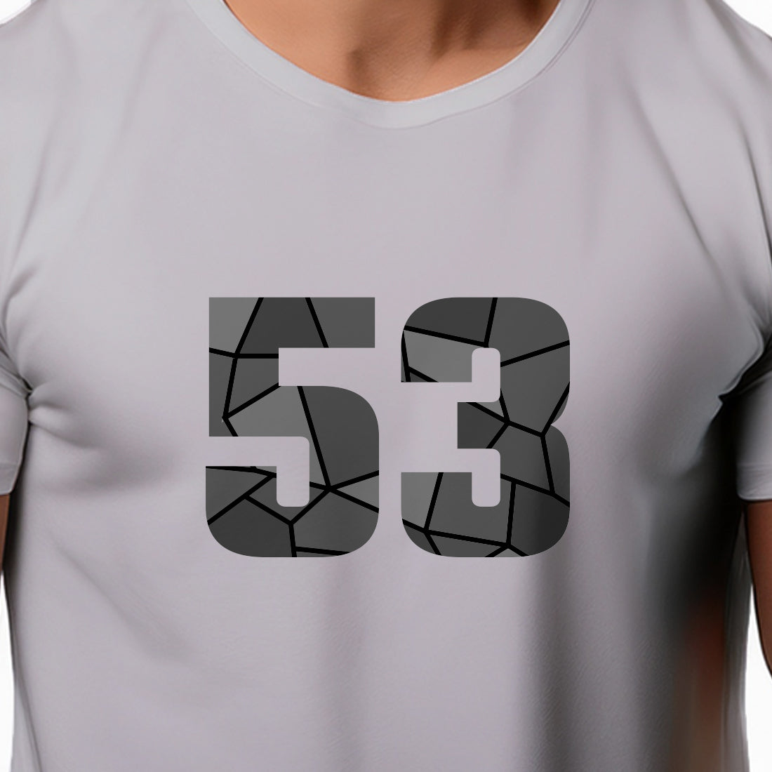 53 Number Men Unisex T-Shirt | Custom Number Graphic Tee (Melange Grey)