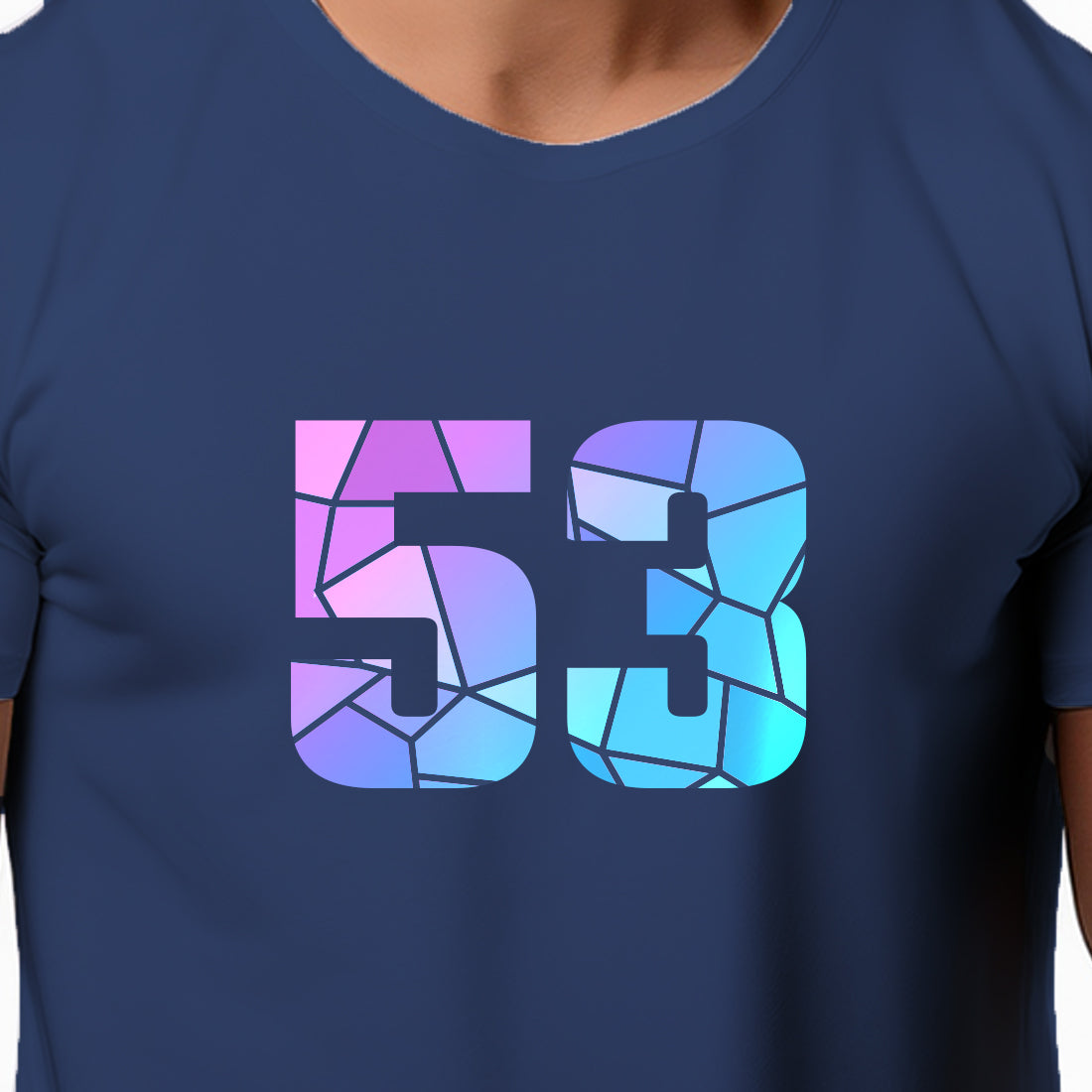 53 Number Men Unisex T-Shirt | Custom Number Graphic Tee (Navy Blue)