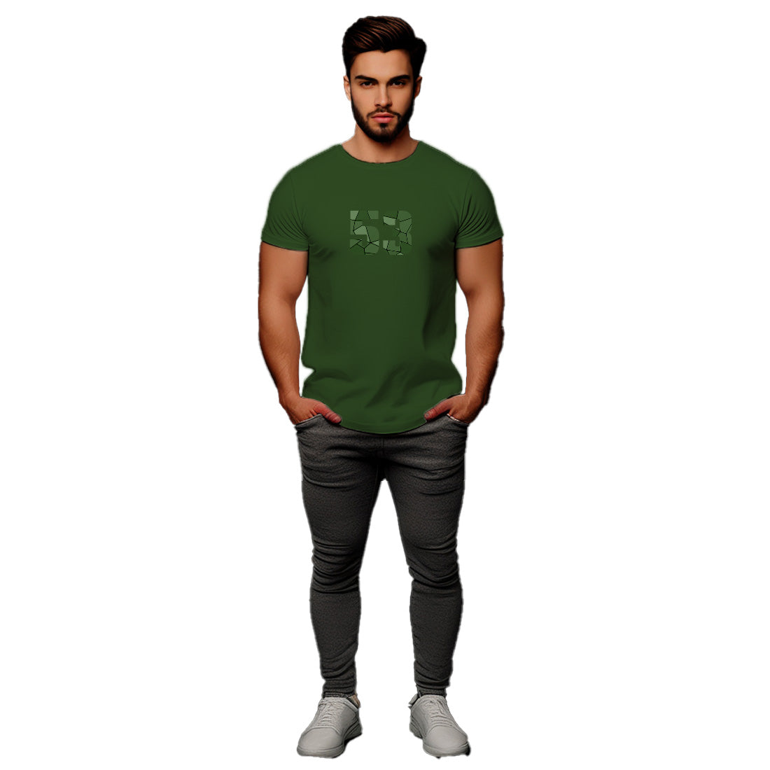 53 Number Men Unisex T-Shirt (Olive Green)