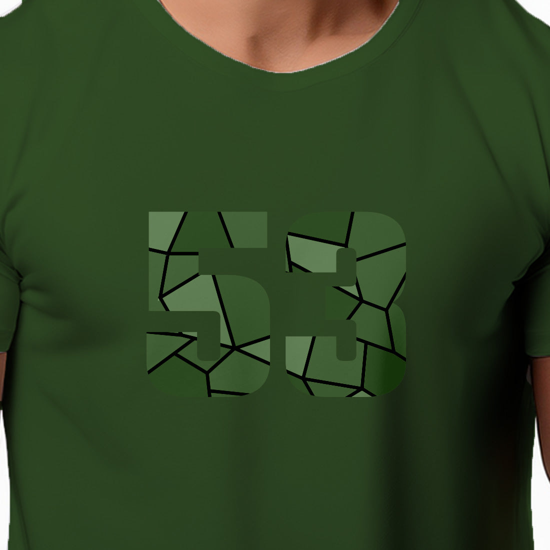 53 Number Men Unisex T-Shirt (Olive Green)