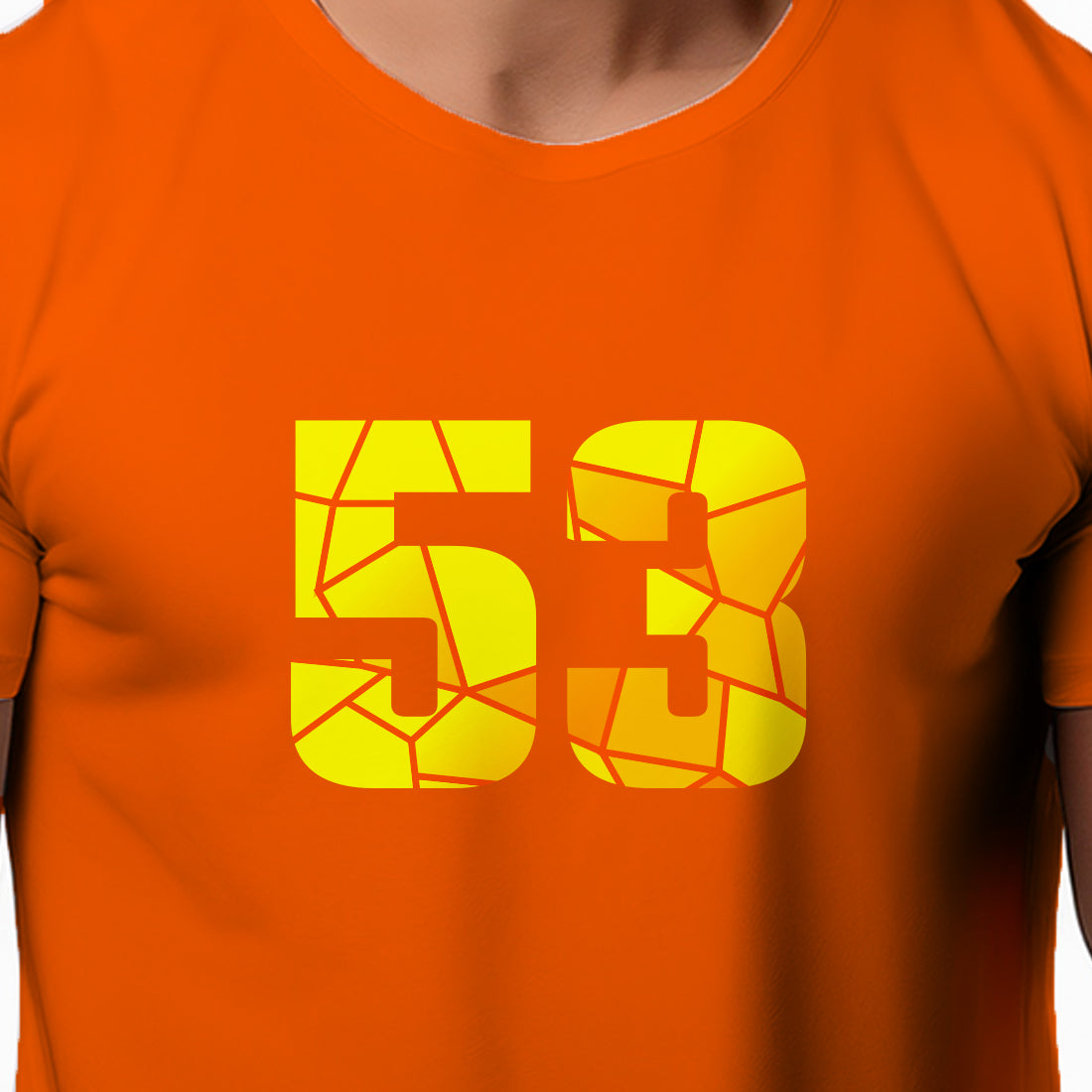 53 Number Men Unisex T-Shirt | Custom Number Graphic Tee (Orange)