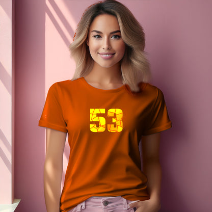 53 Number Women T-Shirt (Orange) | Stylish Numeric Graphic Tee