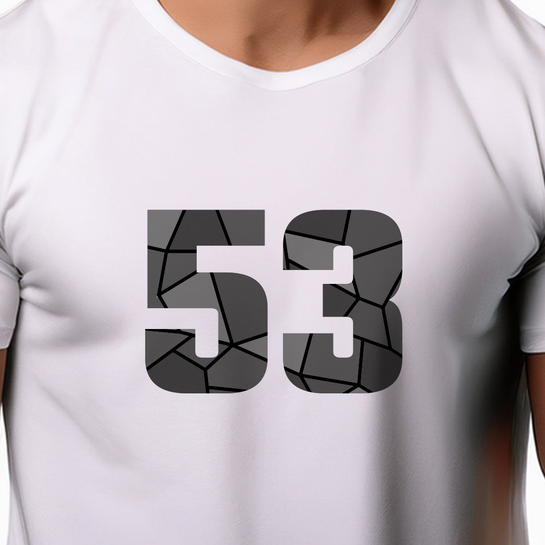 53 Number Men Unisex T-Shirt | Custom Number Graphic Tee (White)