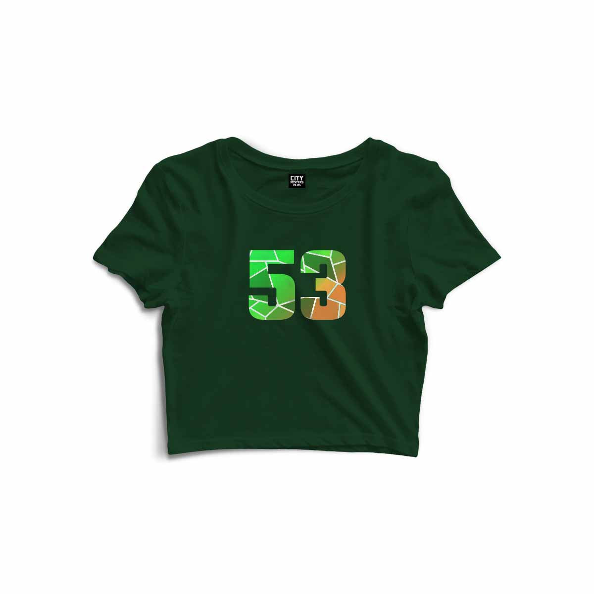 53 Number Women Crop Top (Olive Green)