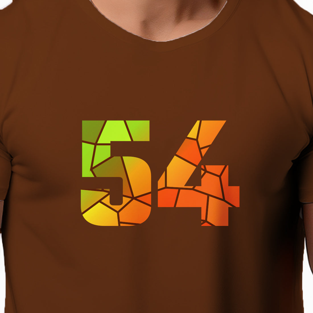 54 Number Men Unisex T-Shirt | Custom Number Graphic Tee (Brown)