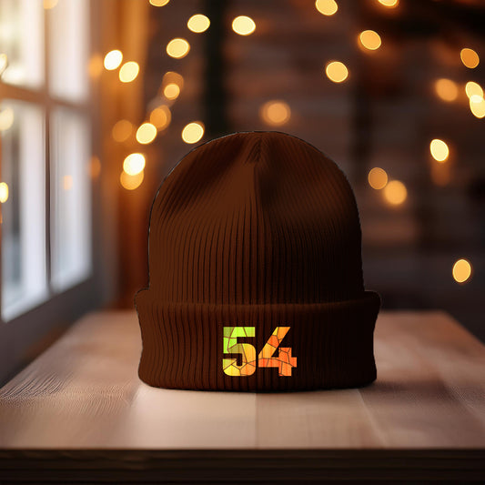 54 Number Cuffed Beanie (Brown)