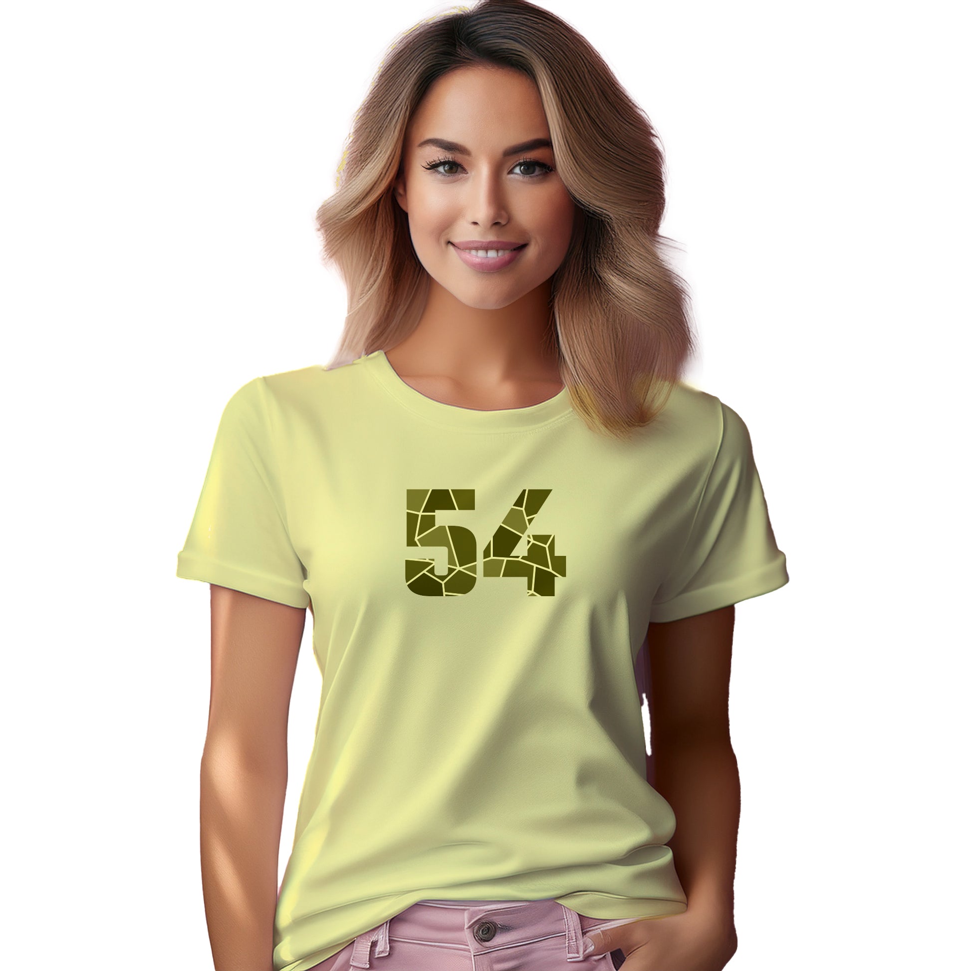 54 Number Women T-Shirt (Butter Yellow)