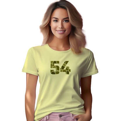 54 Number Women T-Shirt (Butter Yellow) | Stylish Numeric Graphic Tee