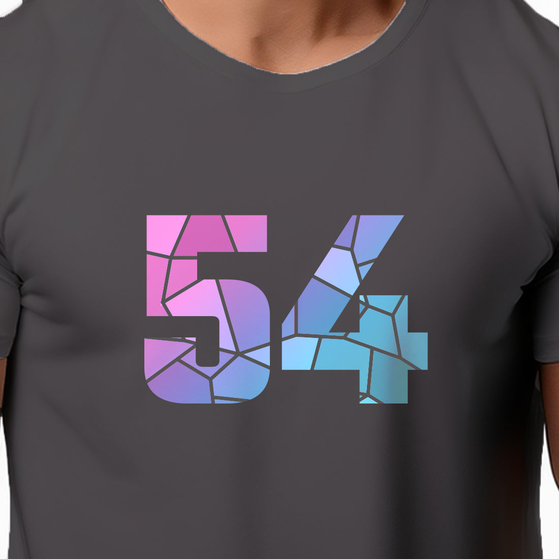 54 Number Men Unisex T-Shirt | Custom Number Graphic Tee (Charcoal Grey)