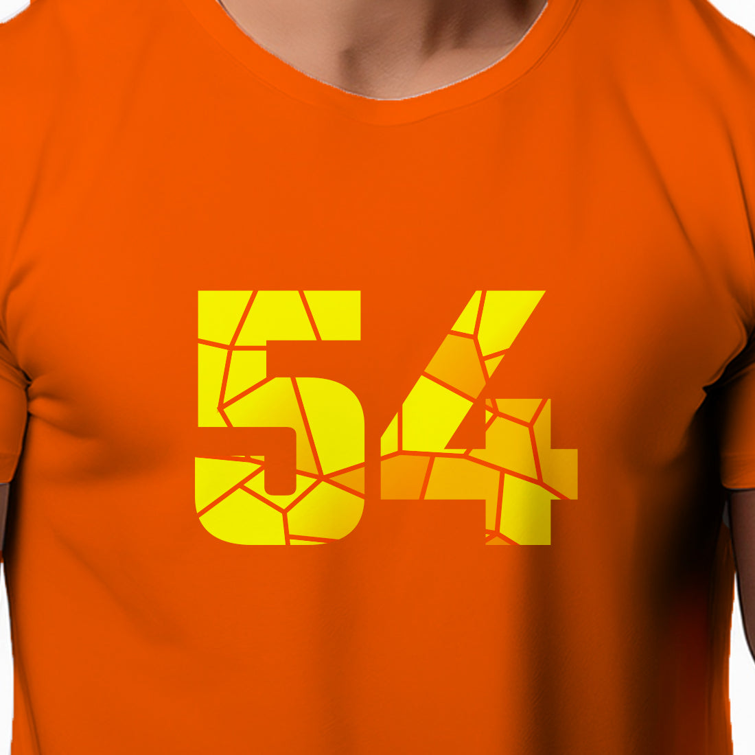 54 Number Men Unisex T-Shirt | Custom Number Graphic Tee (Orange)