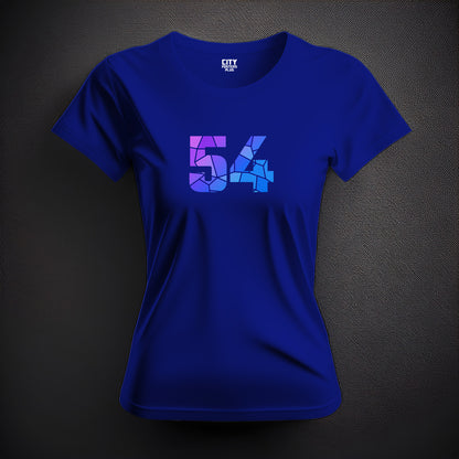 54 Number Women T-Shirt (Royal Blue) | Stylish Numeric Graphic Tee