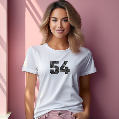 54 Number Women T-Shirt (White) | Stylish Numeric Graphic Tee