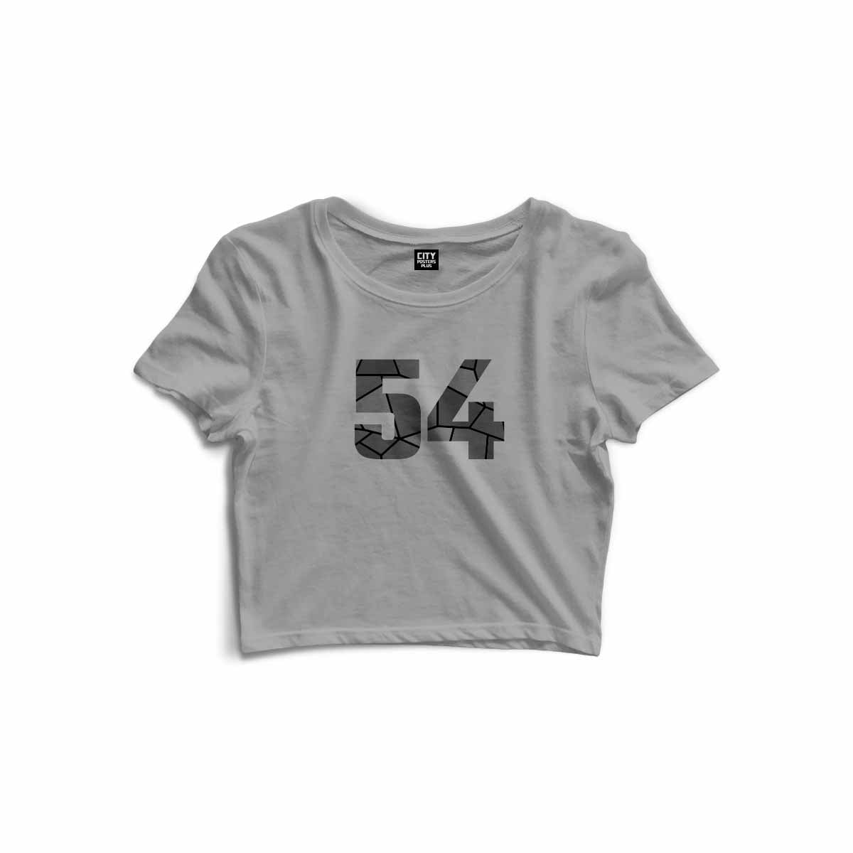 54 Number Women Crop Top (Melange Grey)