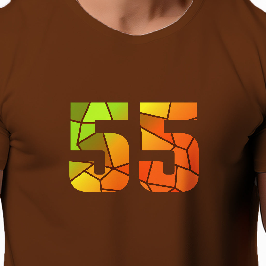 55 Number Men Unisex T-Shirt | Custom Number Graphic Tee (Brown)