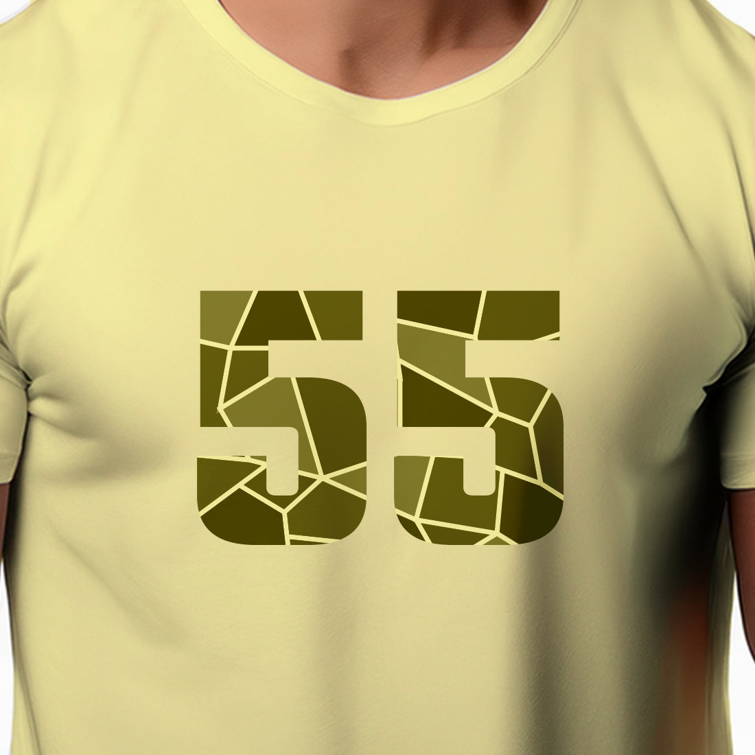 55 Number Men Unisex T-Shirt | Custom Number Graphic Tee (Butter Yellow)