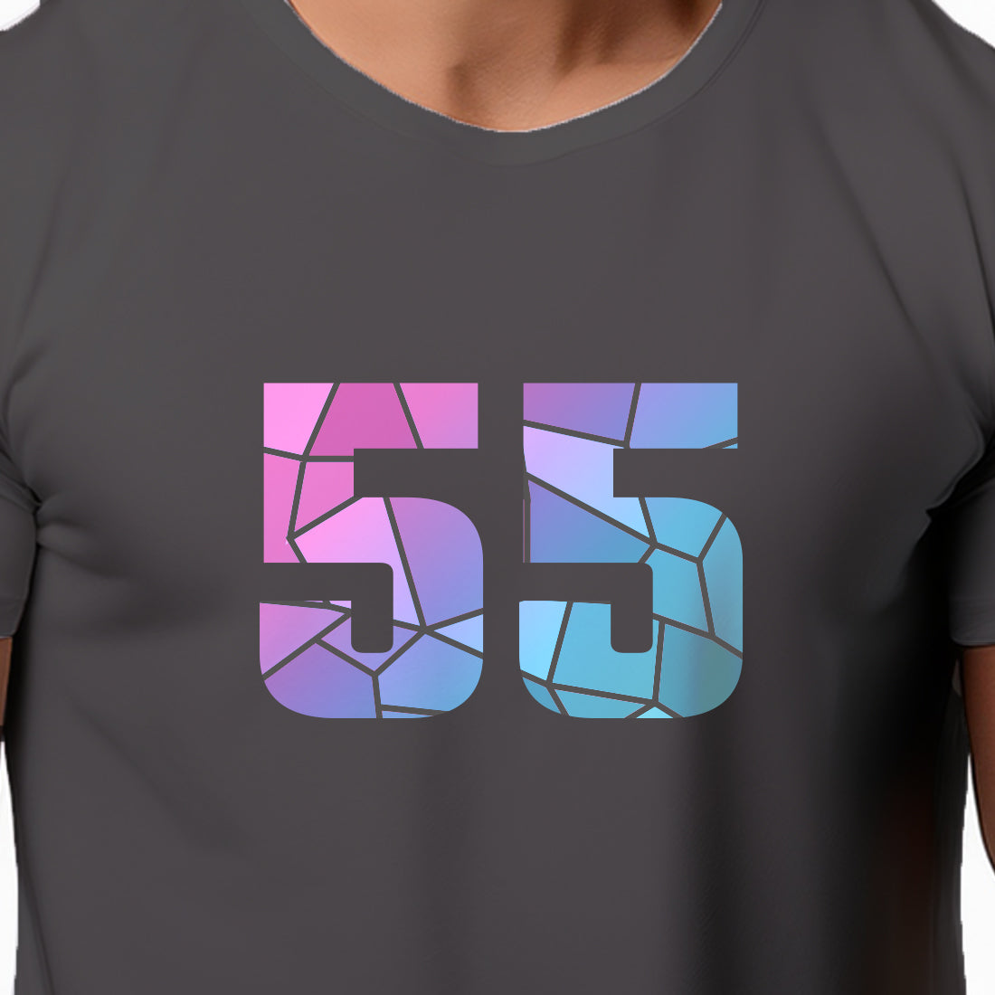 55 Number Men Unisex T-Shirt | Custom Number Graphic Tee (Charcoal Grey)
