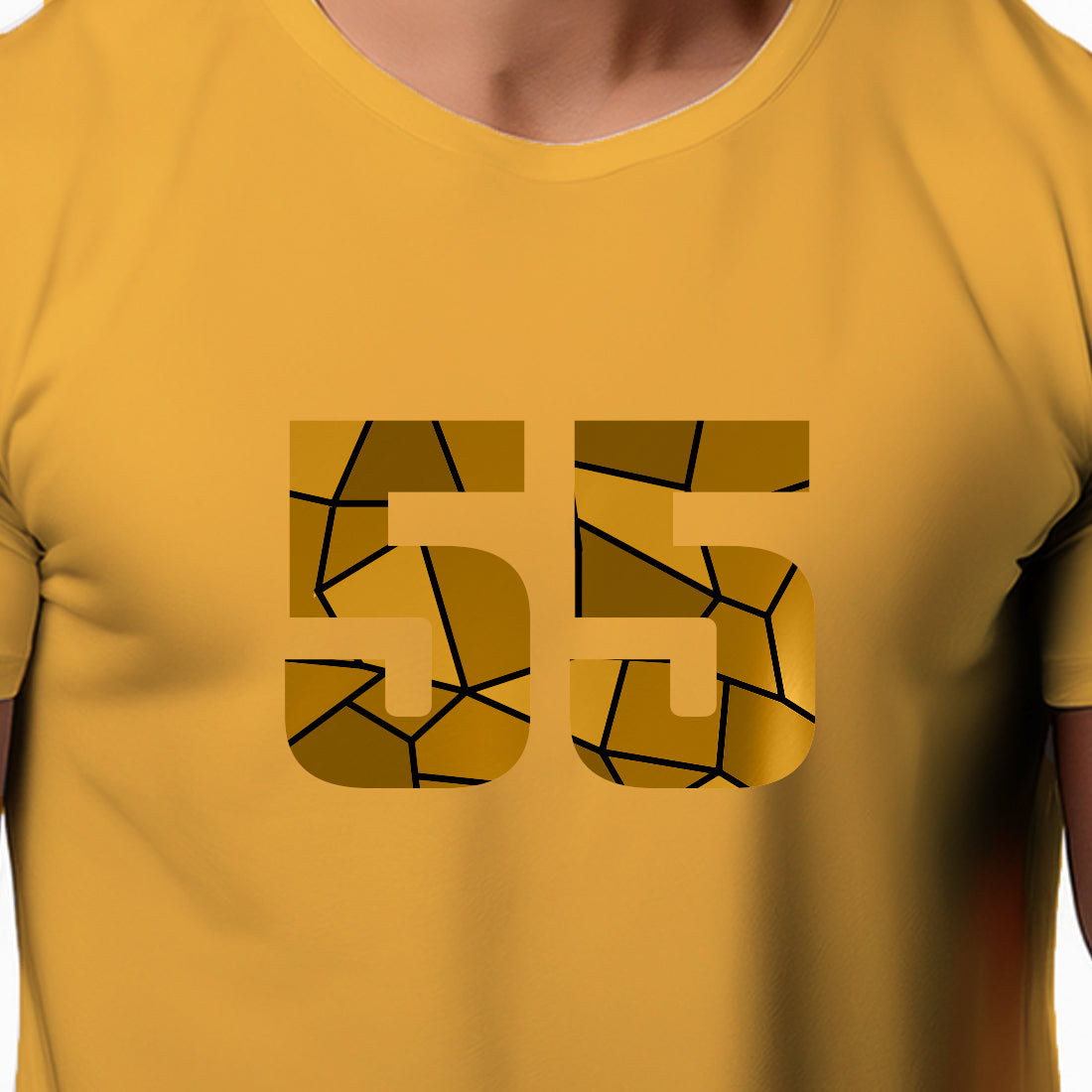 55 Number Men Unisex T-Shirt | Custom Number Graphic Tee (Golden Yellow)