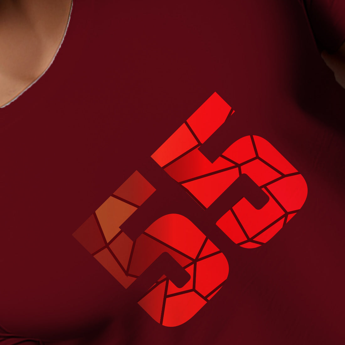 55 Number Men Unisex T-Shirt | Custom Number Graphic Tee (Maroon)