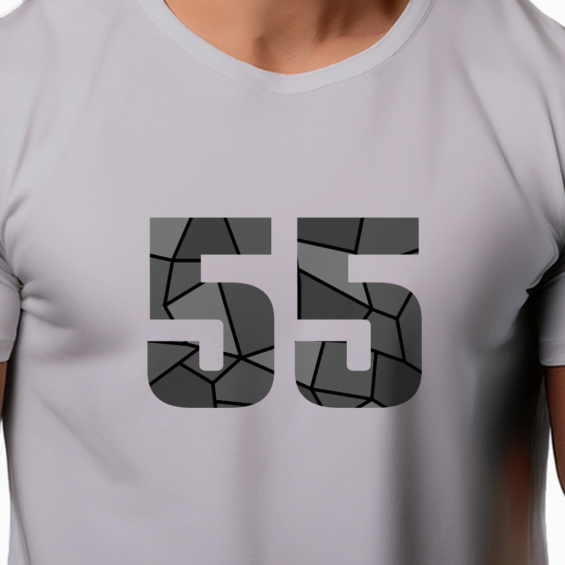 55 Number Men Unisex T-Shirt | Custom Number Graphic Tee (Melange Grey)