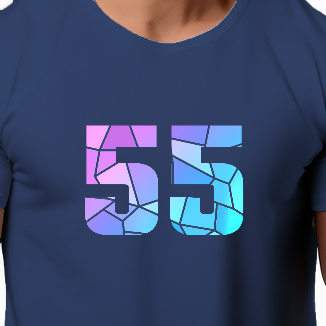 55 Number Men Unisex T-Shirt | Custom Number Graphic Tee (Navy Blue)