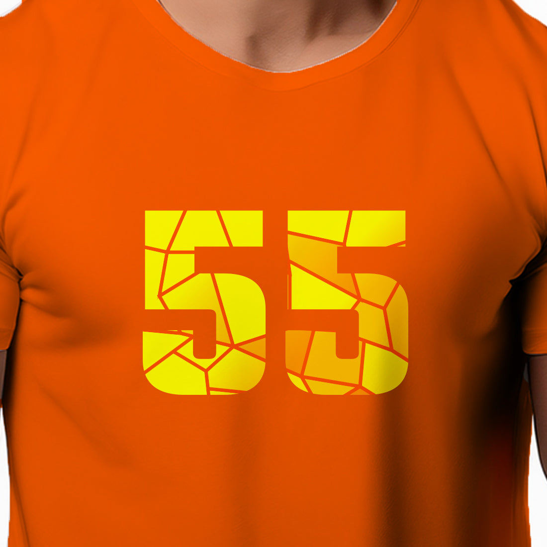 55 Number Men Unisex T-Shirt | Custom Number Graphic Tee (Orange)