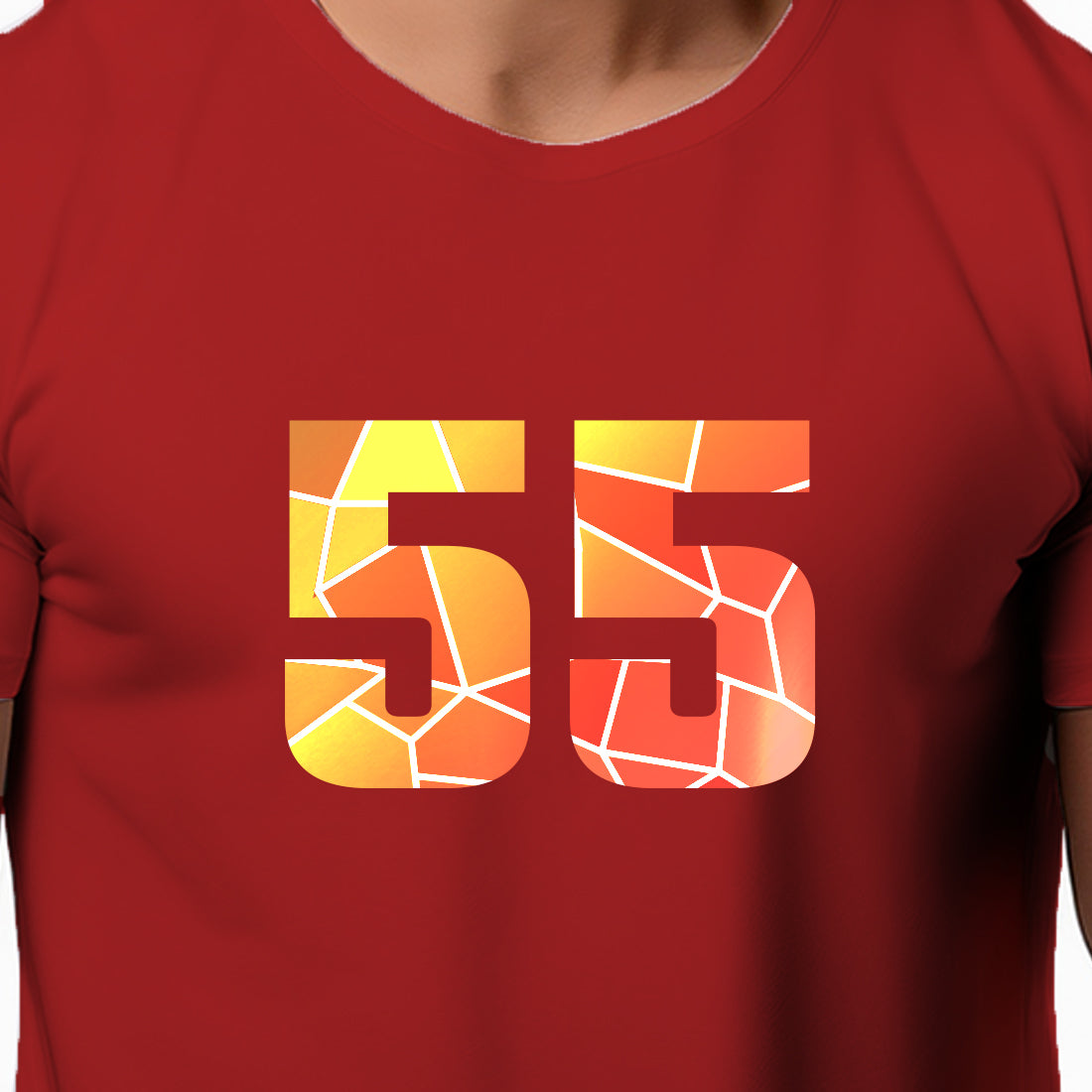 55 Number Men Unisex T-Shirt | Custom Number Graphic Tee (Red)