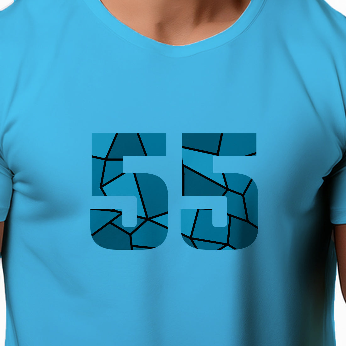 55 Number Men Unisex T-Shirt | Custom Number Graphic Tee (Sky Blue)