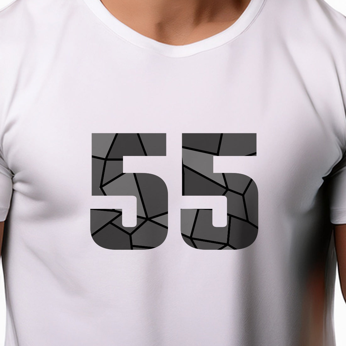 55 Number Men Unisex T-Shirt | Custom Number Graphic Tee (White)