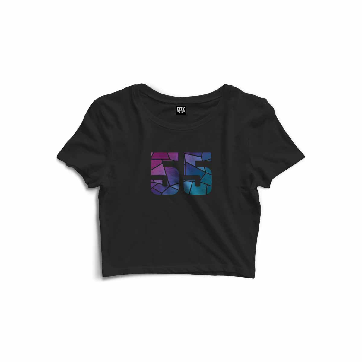 55 Number Women Crop Top (Black)