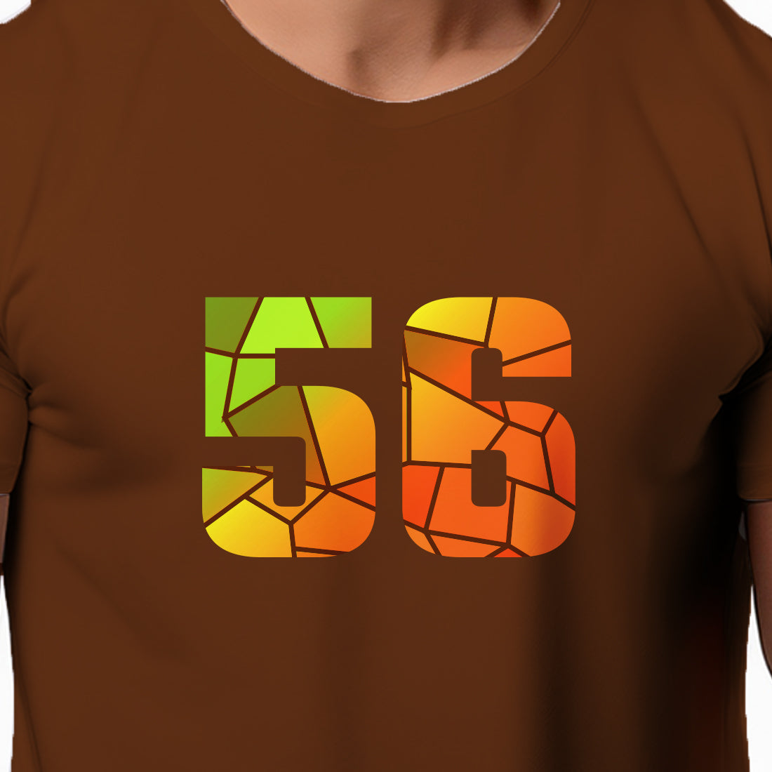 56 Number Men Unisex T-Shirt | Custom Number Graphic Tee (Brown)