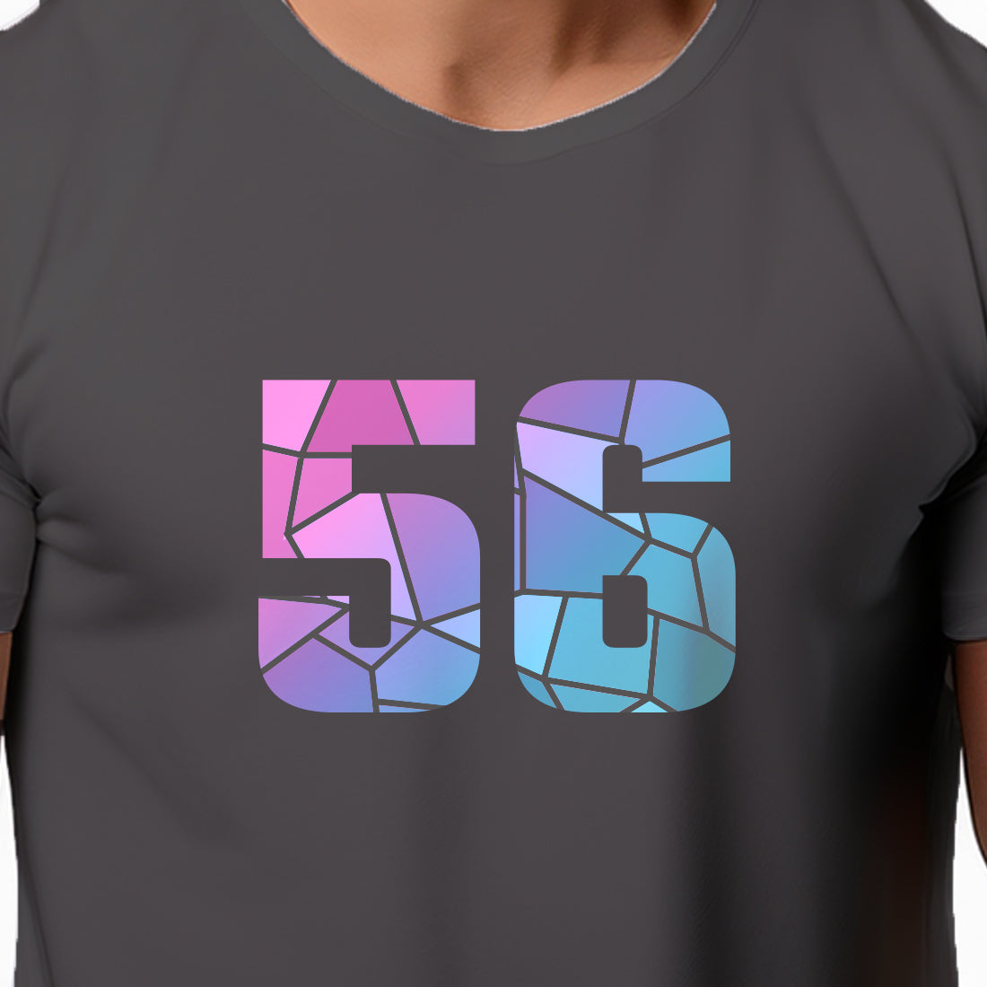 56 Number Men Unisex T-Shirt | Custom Number Graphic Tee (Charcoal Grey)
