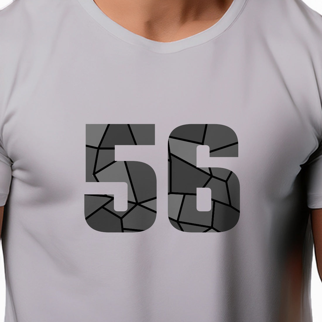 56 Number Men Unisex T-Shirt | Custom Number Graphic Tee (Melange Grey)