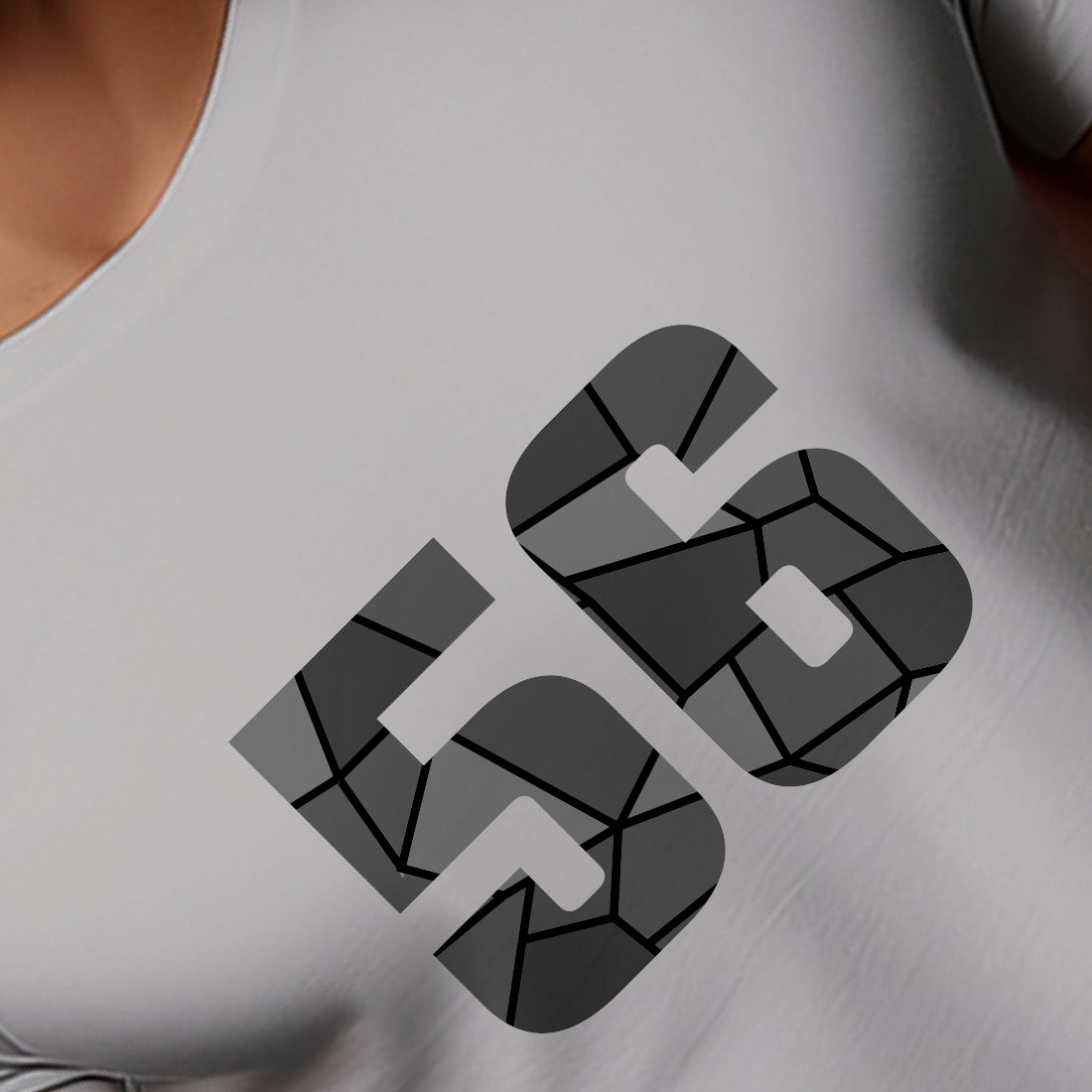 56 Number Men Unisex T-Shirt | Custom Number Graphic Tee (Melange Grey)