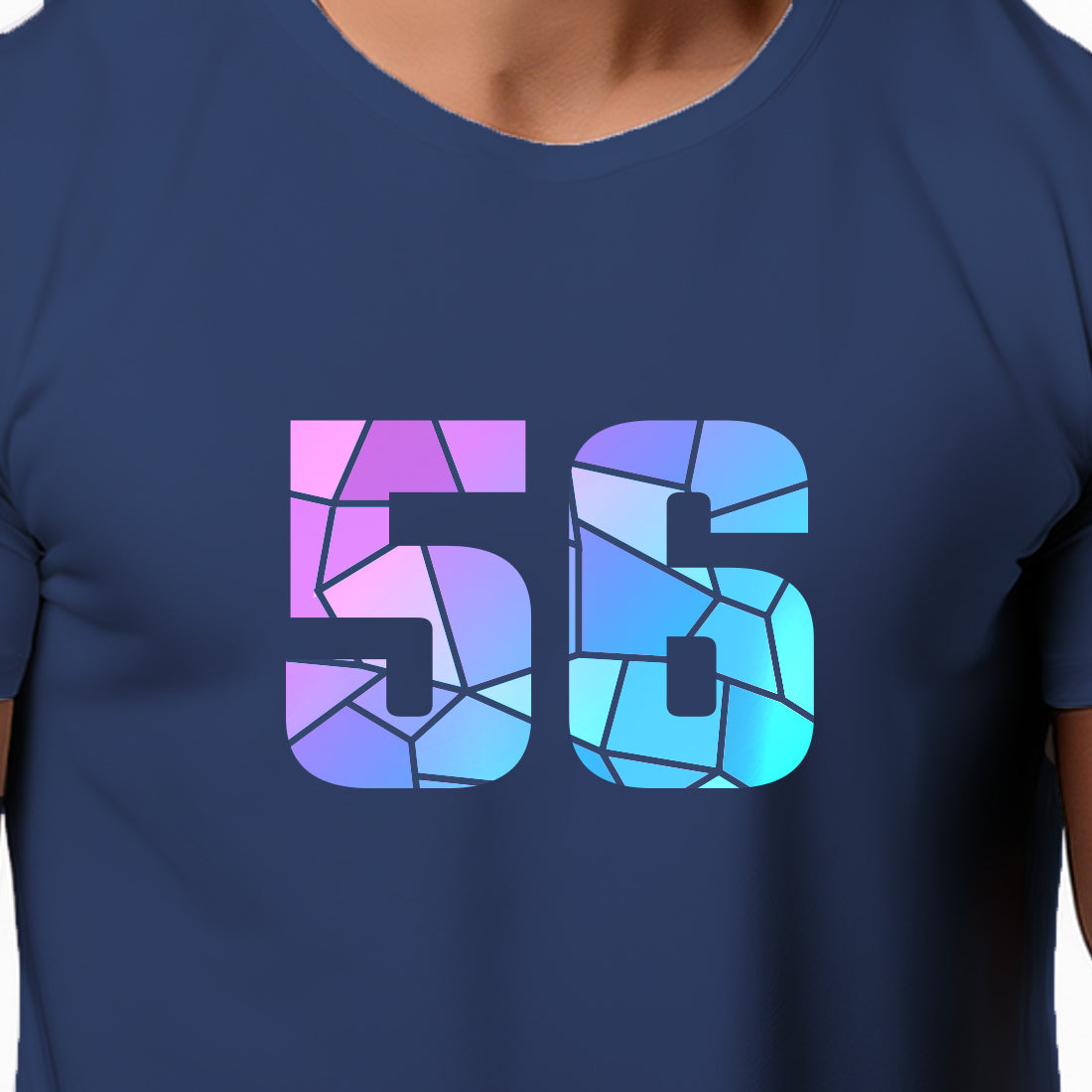 56 Number Men Unisex T-Shirt | Custom Number Graphic Tee (Navy Blue)