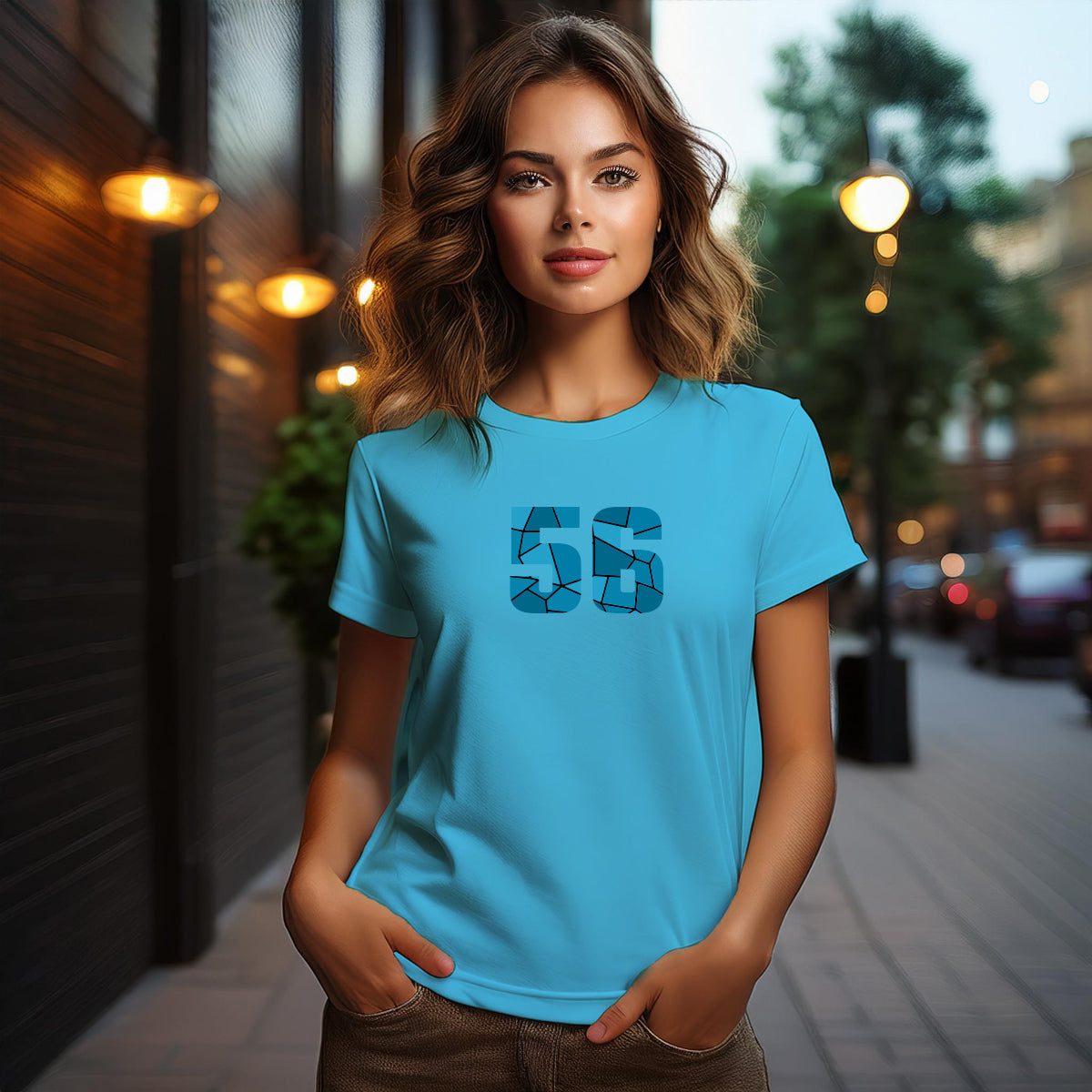 56 Number Women T-Shirt (Sky Blue)