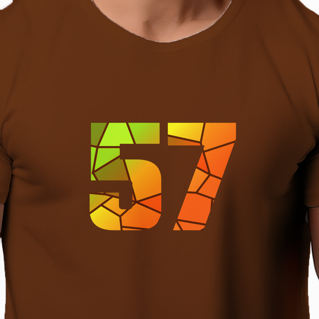 57 Number Men Unisex T-Shirt | Custom Number Graphic Tee (Brown)