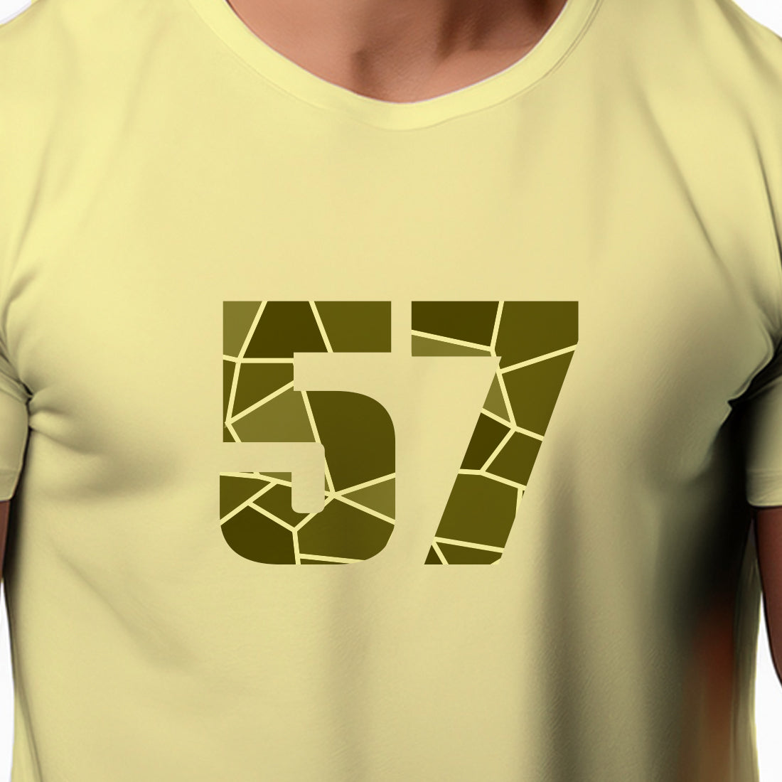 57 Number Men Unisex T-Shirt | Custom Number Graphic Tee (Butter Yellow)