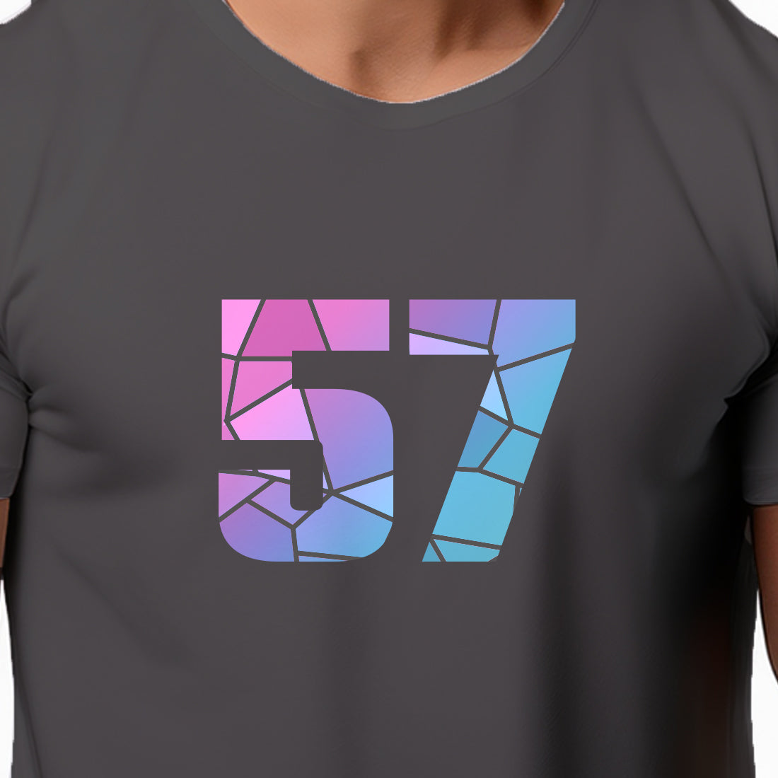 57 Number Men Unisex T-Shirt | Custom Number Graphic Tee (Charcoal Grey)