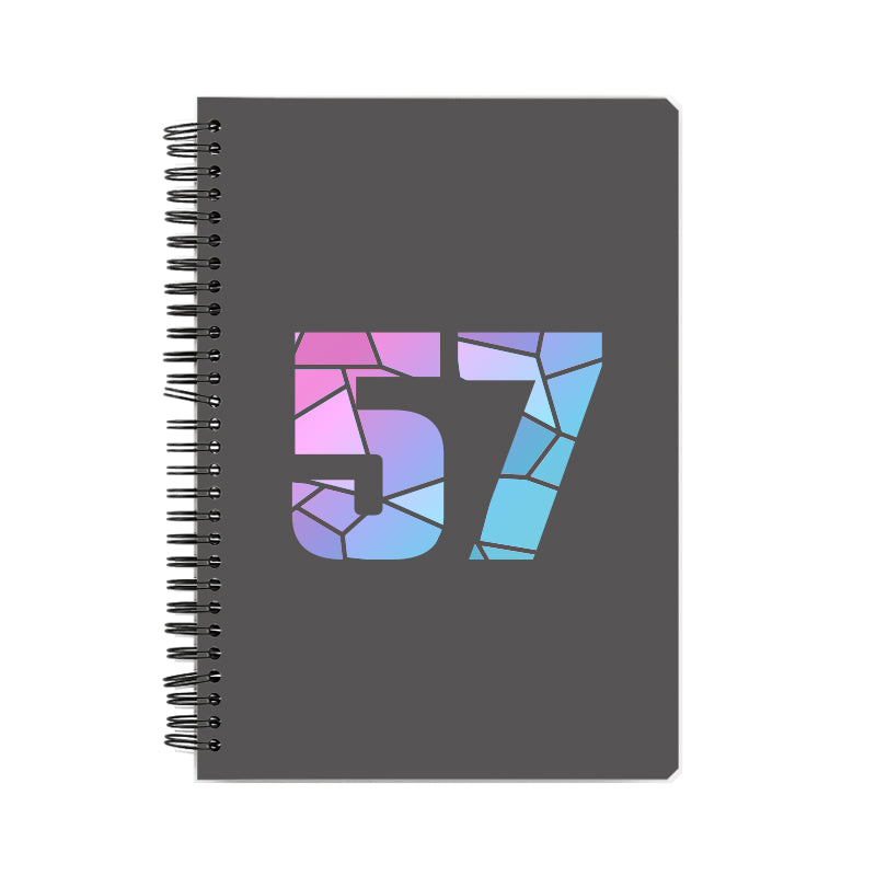 57 Number Notebook (Charcoal Grey, A5 Size, 100 Pages, Ruled, 6 Pack)