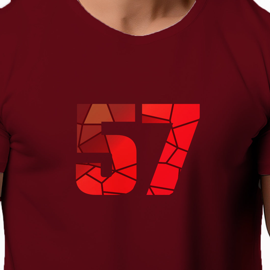 57 Number Men Unisex T-Shirt | Custom Number Graphic Tee (Maroon)