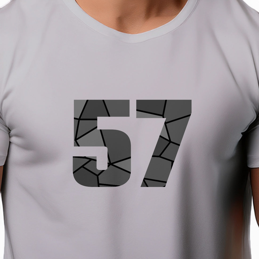 57 Number Men Unisex T-Shirt | Custom Number Graphic Tee (Melange Grey)