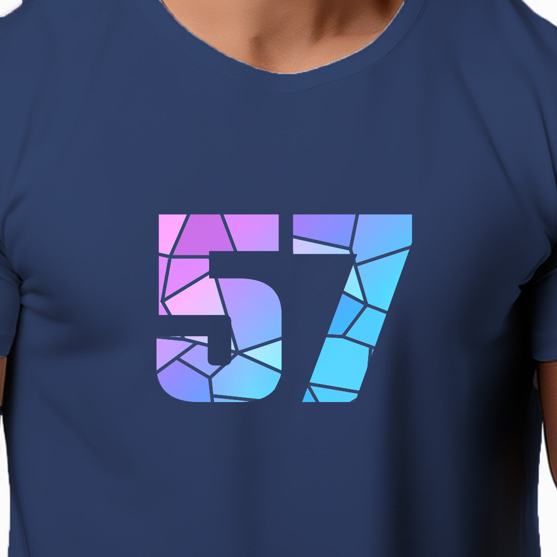 57 Number Men Unisex T-Shirt | Custom Number Graphic Tee (Navy Blue)