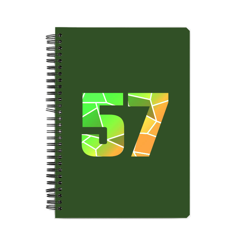 57 Number Notebook (Olive Green, A5 Size, 100 Pages, Ruled, 6 Pack)